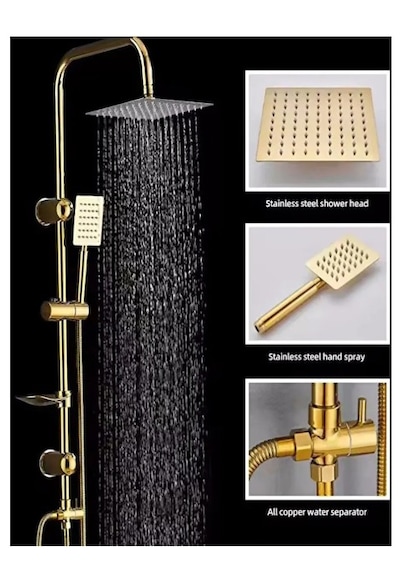 Quart Gold Rain Duş Seti Altın
