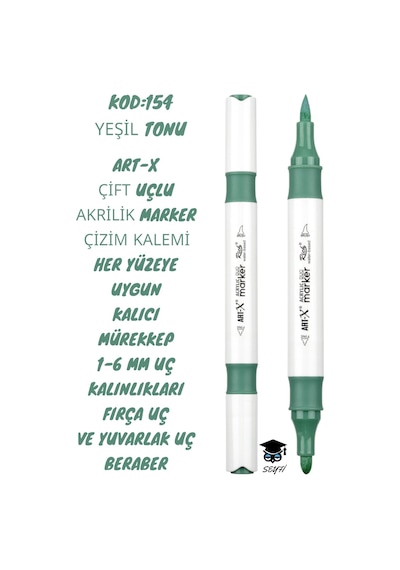 Art-x Çift Uçlu Akrilik Marker Çizim Kalemi Her Yüzeye Uygun Kalıcı Mürekkep 1-6 Mm Uç Kalınlıkları