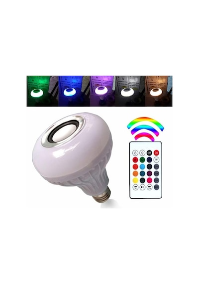 Akıllı Led Ampul 12w Rgb, Bluetooth Hoparlör Ve Uzaktan Kumanda, E27 Beyaz Işık Müzik Ve Aydınlatma Çok Renkli