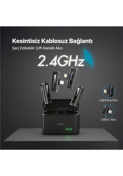 Ttec GoMic İkili Evrensel Kablosuz Yaka Mikrofon Kiti