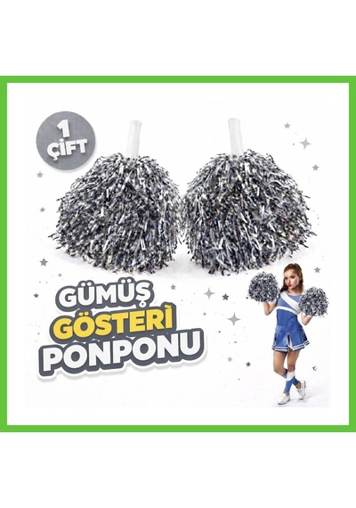 Bezos 1 Çift 2 Adet Gümüş Renk 23 Nisan 19 Mayıs 29 Ekim Okul Gösteri Ponponları Ekstra Dolgun Dmc Diğer