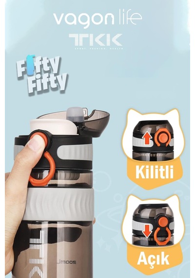 Tkk 550 Ml Rahat İçim U Ağızlı Bpa İçermeyen Taşıma Kulplu Tritan Su Matarası Fftkk1016-550ml 001