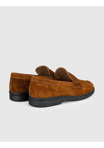 Cabani Taba Süet Hakiki Deri Erkek Loafer Ayakkabı