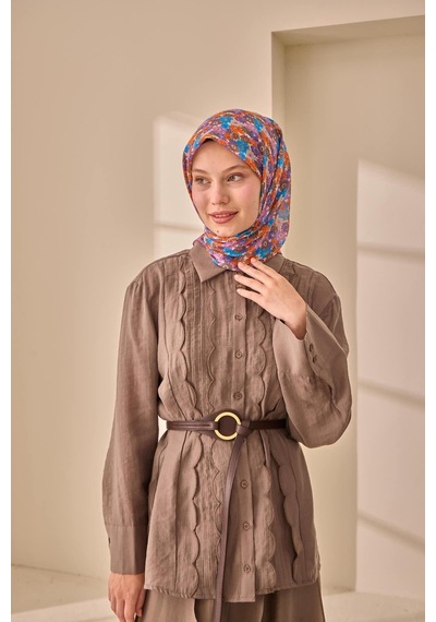 Silk Home Soft Eşarp 73092-29 Kahverengi, Mavi, Turuncu, Leylak, Mor