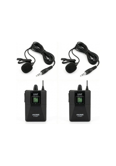 Rose R-702-yy Uhf Kablosuz Telsiz Çift Yaka Mikrofon 2x48 Kanal