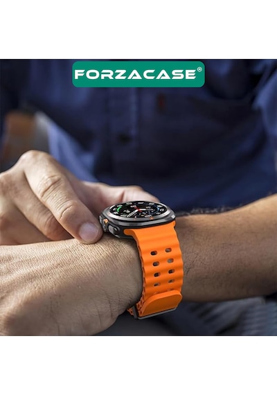 Forzacase Samsung Galaxy Watch 7 Ultra 47mm İle Uyumlu Delikli Oluklu Silikon Kordon Kayış - Fc863 Siyah