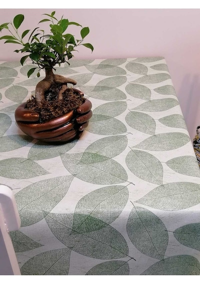 Elyaflı Pvc Muşamba - Desenli Silinebilir Masa Örtüsü 02mrl165c Yeşil