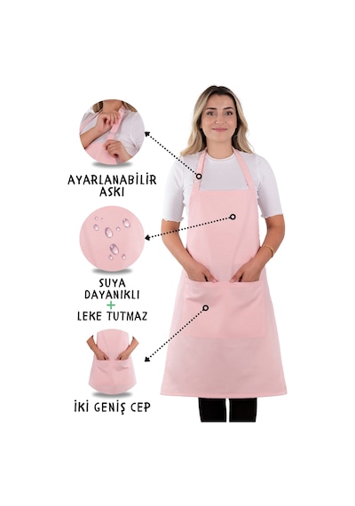 Sevilya Simple Ayar Askılı Mutfak Önlüğü Pembe