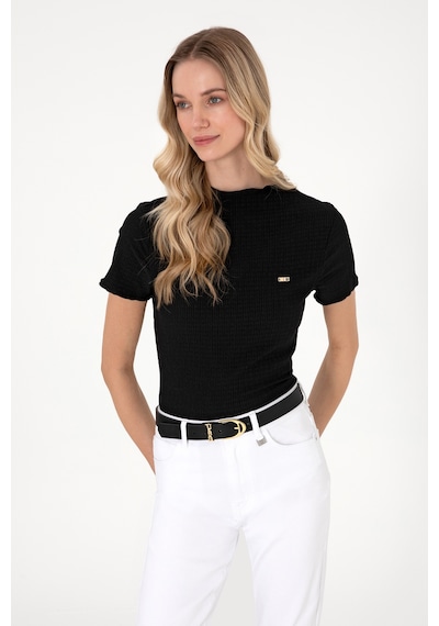 U.S. Polo Assn. Kadın Siyah Dik Yaka Tişört 50312951-VR046