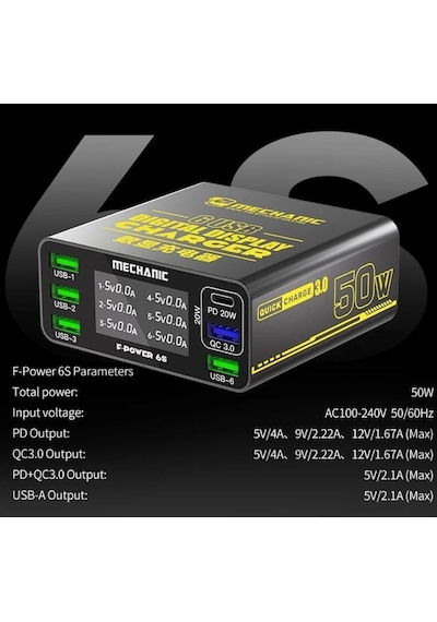 Mechanic F-power 6s 50w Hızlı Şarj İstasyonu Turbo Şarj Seti
