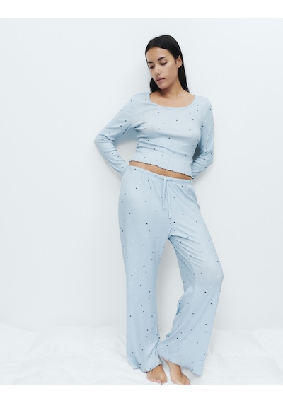 Marks & Spencer Desenli Pijama Takımı T37002238j Mavi