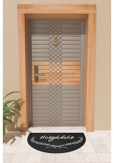 Rugmood Modern Dijital Paspas Siyah Hoşgeldiniz Paspas - Kapı Önü Paspası