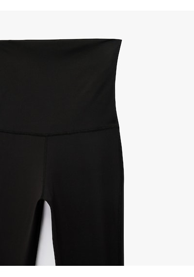 Koton Yüksek Bel Slim Fit Büzgülü İspanyol Paça Spor Tayt Siyah 7wak40176nk