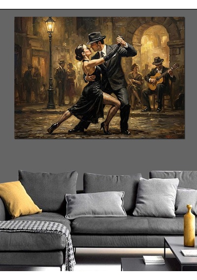 Sokakta Dans Eden Tango Çifti Dekoratif Kanvas - Mdf Ahşap Tablo
