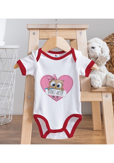 Bk Gift Bk Kids Kişiye Özel İsimli Kırmızı Bebek Body Zıbın-43 12-18 Ay