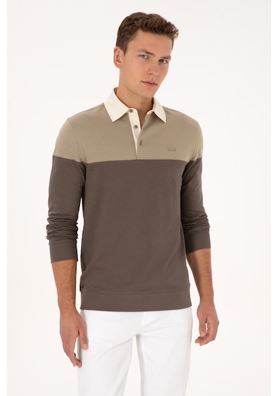 U.S. Polo Assn. Erkek Regular Fit Polo Yaka Açık Haki Sweatshirt 50316428-VR183
