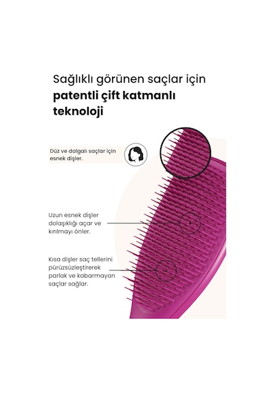 The Ultimate Detangler Electric Raspberry Eletriklenme Önleyici Koyu Pembe Saç Fırçası-tarak 10201-064-1