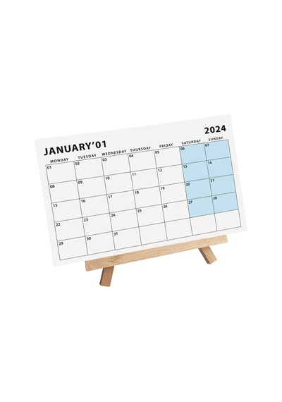 2027 Masa Takvimi, Ahşap Şövale Masa Takvimi, Aylık Planlamalı Takvim, Pastel Renkler 2027 Takvim, Y