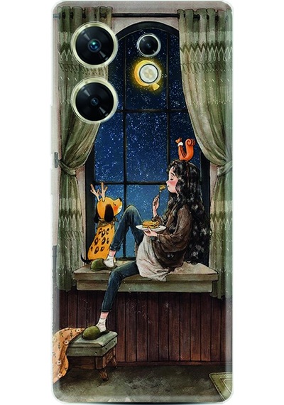 Infinix Zero 30 4G Kılıf Kılıf Desenli Silikon Dog And Girl 1358