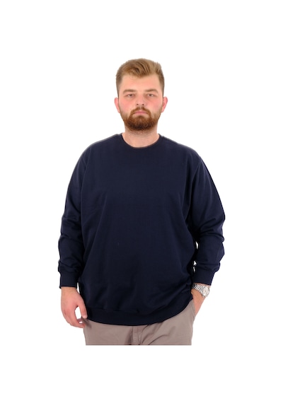 Mode XL Büyük Beden Erkek Basic Sweatshirt Bisiklet Yaka Recycle B24529 Lacivert Lacivert