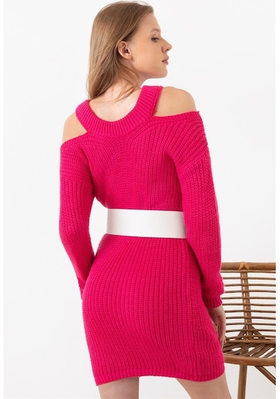 Aqe Fashion Kadın Fuşya Omuz Detaylı Elbise Fuşya