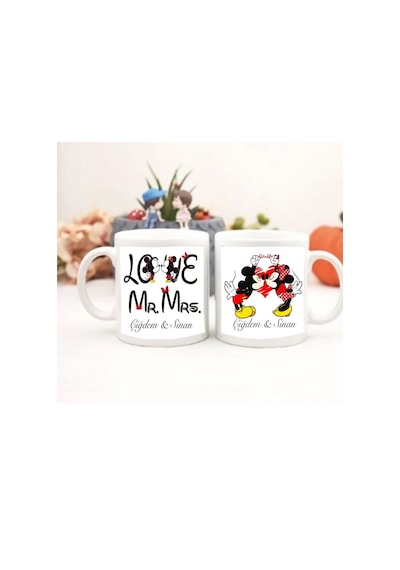 Sevgililer Günü Mickey Minnie Baskılı Hediyelik Kupa Bardak