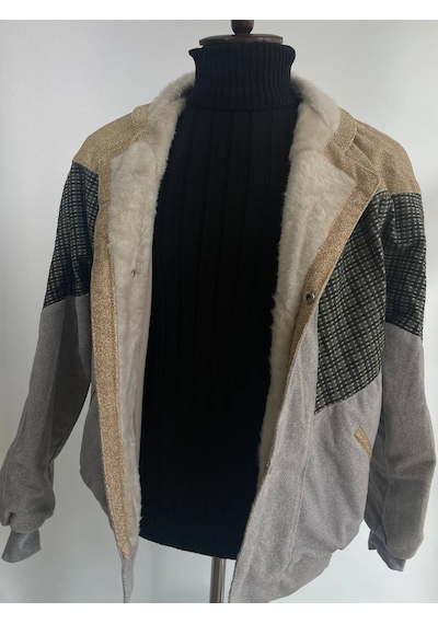 Kadın Aztek Unisex Retro Bomber Oversize Desenli Ceket Kedg4 Çok Renkli
