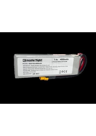 Masterflight 7.4v Li-po Pil - 4000mah 40c 2s Lityum Polymer Batarya