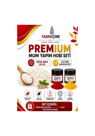 Premium Mum Yapım Hobi Seti - Soya Wax 250 Gr - 2'li Toz Mum Boyası Seti - Kırmızı, Sarı Bkfabsw2502ksr Karışık