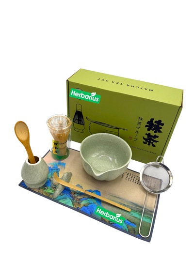 Herbarius 8 Parça Adaçayı Yeşili Renk Matcha Çayı Hazırlama Seti - Geleneksel Japon Matcha Seti
