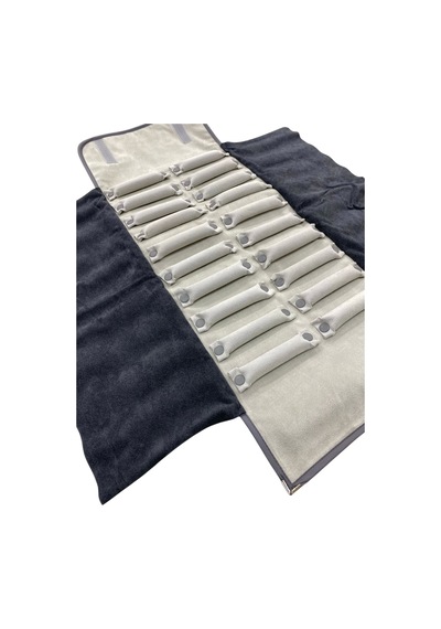 Deri Kumaş Gri Renk 67 / 26 Cm Yüzük Sergileme Seyahat Çantası