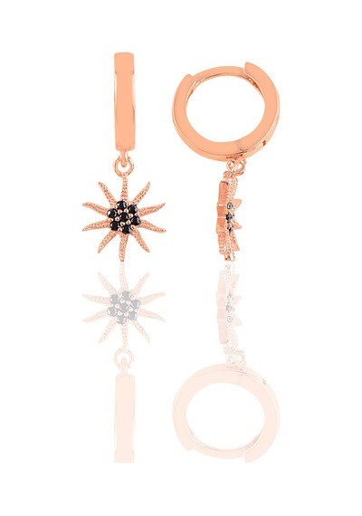 Gümüş Zirkon Taşlı Güneş Küpe Barcode Gold - Rose Gold - Rodyum