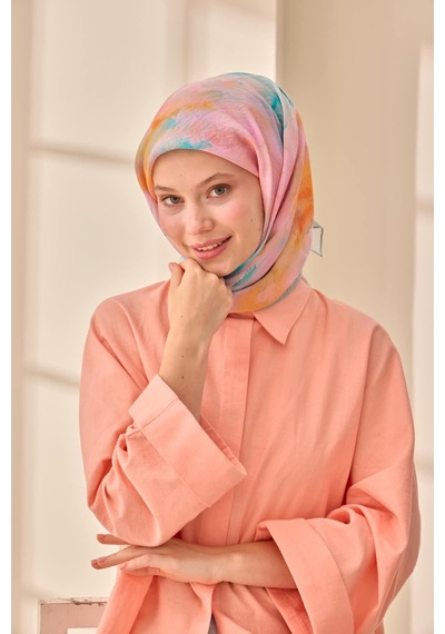 Silk Home Olinda İpek Eşarp 47004-24 Gümüş, Turkuaz, Yeşil, Pembe, Turuncu
