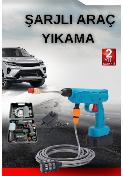Şarjlı Oto Yıkama, Bahçe Sulama Tabancası Makinesi Basınçlı