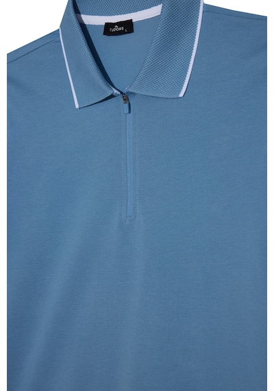 Erkek Slim Fit Dar Kesim %100 Pamuk Jakarlı Düz Yaka Ve Kol Detaylı Mavi Polo Yaka Tişört-50215 Mavi Erkek Slim Fit Dar Kesim %100 Pamuk Jakarlı Düz Yaka Ve Kol Detaylı Mavi Polo Yaka Tişört-50215 Mavi