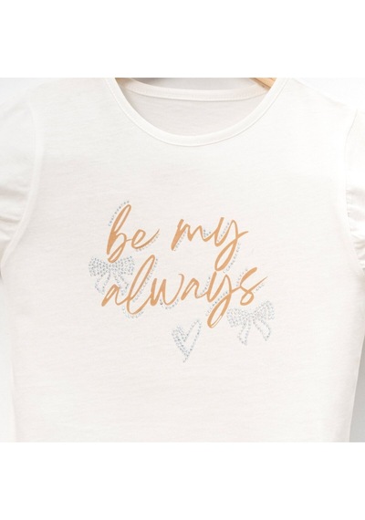 Overdo Kids Kız Çocuk Kısa Kol T-shirt Simli Etek Takım Ekru