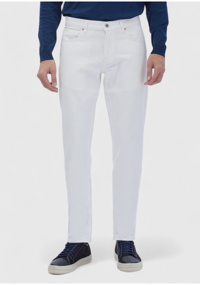 Ramsey Beyaz Düz Regular Fit Denim %100 Pamuk Pantolon