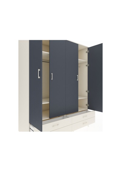 Kronos Gardrop 6 Raflı 4 Çekmeceli 2 Askılı 176x59x221 Aytaşı-antrasit/aytaşı Beyaz Kronos Gardrop 6 Raflı 4 Çekmeceli 2 Askılı 176x59x221 Aytaşı-antrasit/aytaşı Beyaz