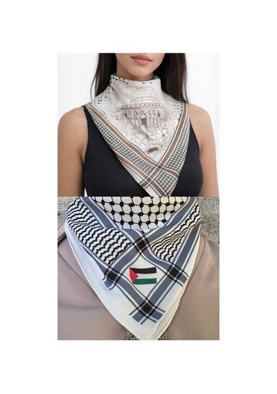 Aldaıyr 2 Adet Filistin Temalı Fular 50x50 Unisex Günlük Kullanıma Uygun Puşi Şal Kefiye Filistin Bayrak Renkli 13938011