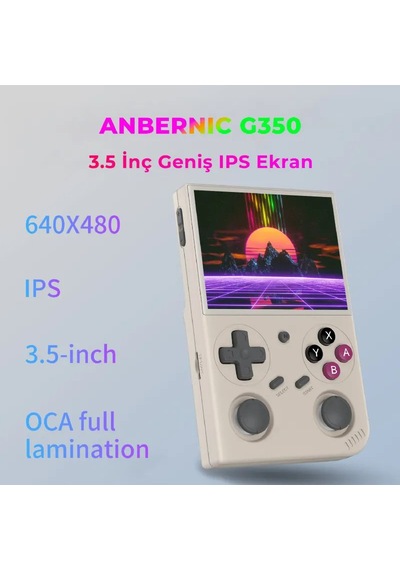 G350 Gri Retro El Oyun Konsolu 64 Gb - 3.5 İnç Ips Ekran Rk3326 İşlemci 3200 Mah Batarya Psp, Ps1, Nds Destekli