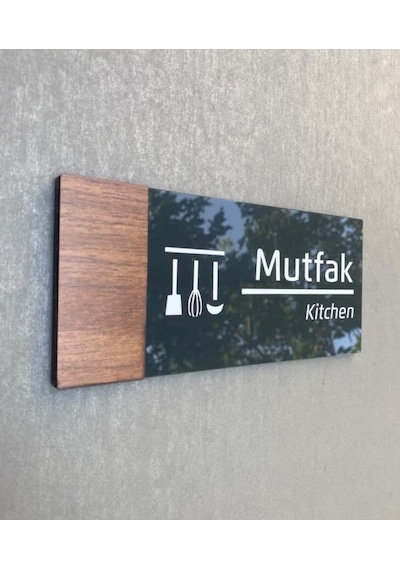 Wooden Serisi Mutfak Kapı Isimliği