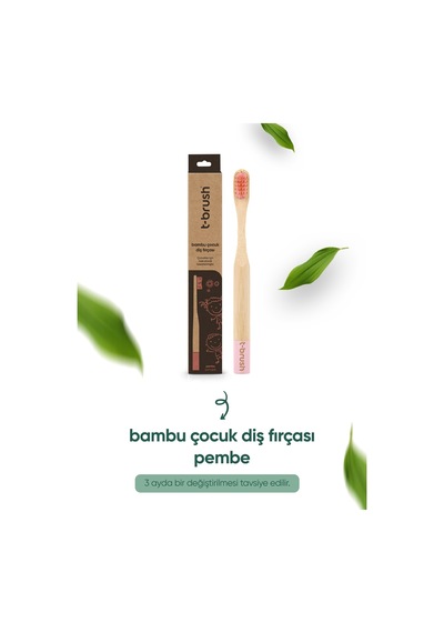 Tbrush Pembe Bambu Diş Fırçası - Soft (yumuşak) + Paslanmaz Çelik Dil Temizleyici + Diş Fırçası Kabı