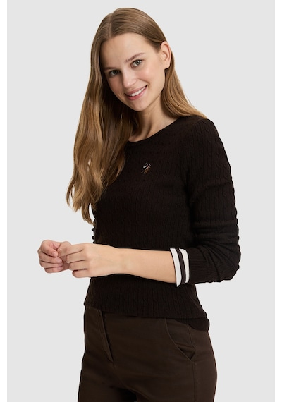 U.S. Polo Assn. Kadın Koyu Kahverengi Basic Kazak 50331602-vr084