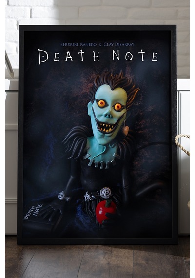 Death Note Siyah Ahşap Çerçeveli Poster, Anime Duvar Tablosu