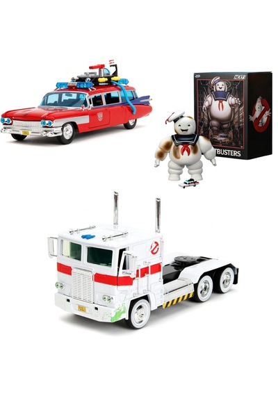 Jada Toys Optimus Prime Cadillac Ecto 1 Ve Ghostbusters Nano Scene Bundle Set