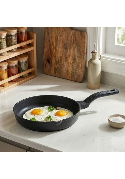 Oms 3738 Biogranit Döküm Grill Ergonomik Saplı 3 Parça Tava Seti Siyah 20-24-28cm Siyah