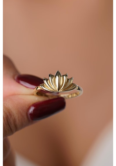 14 Ayar Altın Lotus Çiçeği Yüzük Yzk6752 Sarı Altın