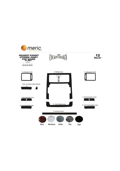 Meriç® Fiat Scudo/Expert/Jumpy Ön Torpido Kaplama 12 Parça 2007-› (530156266)
