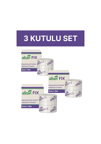 Fix Elastik Sabitleme Bandı 5cm X 10m, 3 Kutulu Set. Elastik Non-woven Medikal Flaster