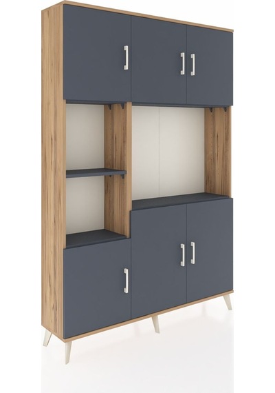 Arges Dolap 9 Raflı 6 Kapaklı 132x30x195 Çam-antrasit/antrasit Çam